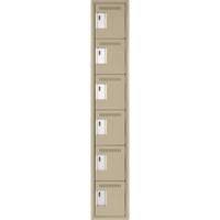 Clean Line Lockerette, 6 -tier, 12" x 18" x 72", Steel, Beige, Rivet (Assembled) Distribution Jean Lapalme