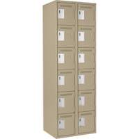 Clean Line Lockerette, 6 -tier, Bank of 2, 24" x 18" x 72", Steel, Beige, Rivet (Assembled) Distribution Jean Lapalme