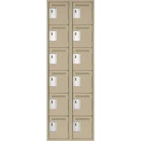 Clean Line Lockerette, 6 -tier, Bank of 2, 24" x 18" x 72", Steel, Beige, Rivet (Assembled) Distribution Jean Lapalme