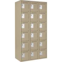 Clean Line Lockerette, 6 -tier, Bank of 3, 36" x 18" x 72", Steel, Beige, Rivet (Assembled) Distribution Jean Lapalme