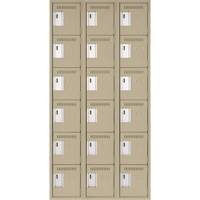 Clean Line Lockerette, 6 -tier, Bank of 3, 36" x 18" x 72", Steel, Beige, Rivet (Assembled) Distribution Jean Lapalme