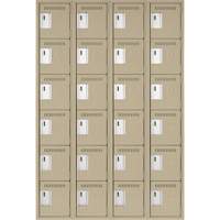 Clean Line Lockerette, 6 -tier, Bank of 4, 48" x 18" x 72", Steel, Beige, Rivet (Assembled) Distribution Jean Lapalme