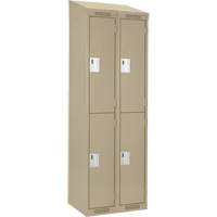 Clean Line Lockers, 2 -tier, Bank of 2, 24" x 18" x 78", Steel, Beige, Rivet (Assembled) Distribution Jean Lapalme
