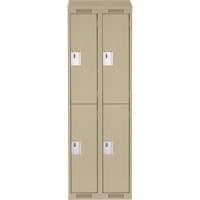 Clean Line Lockers, 2 -tier, Bank of 2, 24" x 18" x 78", Steel, Beige, Rivet (Assembled) Distribution Jean Lapalme