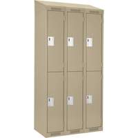 Clean Line Lockers, 2 -tier, Bank of 3, 36" x 18" x 78", Steel, Beige, Rivet (Assembled) Distribution Jean Lapalme