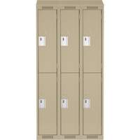 Clean Line Lockers, 2 -tier, Bank of 3, 36" x 18" x 78", Steel, Beige, Rivet (Assembled) Distribution Jean Lapalme