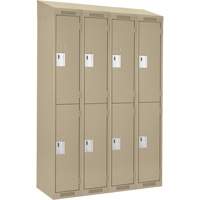 Clean Line Lockers, 2 -tier, Bank of 4, 48" x 18" x 78", Steel, Beige, Rivet (Assembled) Distribution Jean Lapalme