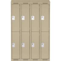 Clean Line Lockers, 2 -tier, Bank of 4, 48" x 18" x 78", Steel, Beige, Rivet (Assembled) Distribution Jean Lapalme