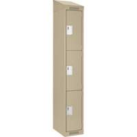 Clean Line Lockers, 3 -tier, 12" x 18" x 78", Steel, Beige, Rivet (Assembled) Distribution Jean Lapalme