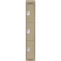 Clean Line Lockers, 3 -tier, 12" x 18" x 78", Steel, Beige, Rivet (Assembled) Distribution Jean Lapalme