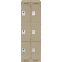 Clean Line Lockers, 3 -tier, Bank of 2, 24" x 18" x 78", Steel, Beige, Rivet (Assembled) Distribution Jean Lapalme