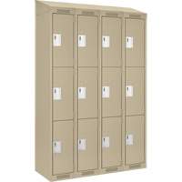 Clean Line Lockers, 3 -tier, Bank of 4, 48" x 18" x 78", Steel, Beige, Rivet (Assembled) Distribution Jean Lapalme