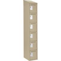 Clean Line Lockerette, 6 -tier, 12" x 18" x 78", Steel, Beige, Rivet (Assembled) Distribution Jean Lapalme