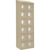 Clean Line Lockerette, 6 -tier, Bank of 2, 24" x 18" x 78", Steel, Beige, Rivet (Assembled) Distribution Jean Lapalme