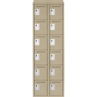 Clean Line Lockerette, 6 -tier, Bank of 2, 24" x 18" x 78", Steel, Beige, Rivet (Assembled) Distribution Jean Lapalme