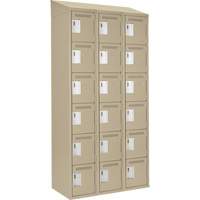 Clean Line Lockerette, 6 -tier, Bank of 3, 36" x 18" x 78", Steel, Beige, Rivet (Assembled) Distribution Jean Lapalme