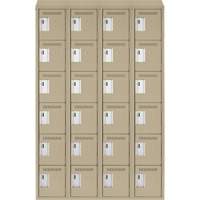 Clean Line Lockerette, 6 -tier, Bank of 4, 48" x 18" x 78", Steel, Beige, Rivet (Assembled) Distribution Jean Lapalme