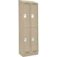 Clean Line Lockers, 2 -tier, Bank of 2, 24" x 18" x 82", Steel, Beige, Rivet (Assembled) Distribution Jean Lapalme