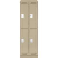 Clean Line Lockers, 2 -tier, Bank of 2, 24" x 18" x 82", Steel, Beige, Rivet (Assembled) Distribution Jean Lapalme