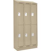 Clean Line Lockers, 2 -tier, Bank of 3, 36" x 18" x 82", Steel, Beige, Rivet (Assembled) Distribution Jean Lapalme