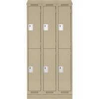 Clean Line Lockers, 2 -tier, Bank of 3, 36" x 18" x 82", Steel, Beige, Rivet (Assembled) Distribution Jean Lapalme