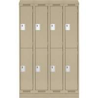 Clean Line Lockers, 2 -tier, Bank of 4, 48" x 18" x 82", Steel, Beige, Rivet (Assembled) Distribution Jean Lapalme