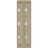 Clean Line Lockers, 3 -tier, Bank of 2, 24" x 18" x 82", Steel, Beige, Rivet (Assembled) Distribution Jean Lapalme