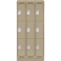 Clean Line Lockers, 3 -tier, Bank of 3, 36" x 18" x 82", Steel, Beige, Rivet (Assembled) Distribution Jean Lapalme