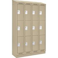 Clean Line Lockers, 3 -tier, Bank of 4, 48" x 18" x 82", Steel, Beige, Rivet (Assembled) Distribution Jean Lapalme