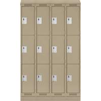 Clean Line Lockers, 3 -tier, Bank of 4, 48" x 18" x 82", Steel, Beige, Rivet (Assembled) Distribution Jean Lapalme