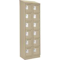 Clean Line Lockerette , 6 -tier, Bank of 2, 24" x 18" x 82", Steel, Beige, Rivet (Assembled) Distribution Jean Lapalme