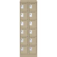 Clean Line Lockerette , 6 -tier, Bank of 2, 24" x 18" x 82", Steel, Beige, Rivet (Assembled) Distribution Jean Lapalme