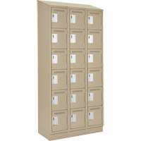 Clean Line Lockerette , 6 -tier, Bank of 3, 36" x 18" x 82", Steel, Beige, Rivet (Assembled) Distribution Jean Lapalme