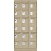 Clean Line Lockerette , 6 -tier, Bank of 3, 36" x 18" x 82", Steel, Beige, Rivet (Assembled) Distribution Jean Lapalme