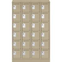 Clean Line Lockerette , 6 -tier, Bank of 4, 48" x 18" x 82", Steel, Beige, Rivet (Assembled) Distribution Jean Lapalme