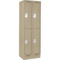 Clean Line Lockers, 2 -tier, Bank of 2, 24" x 18" x 76", Steel, Beige, Rivet (Assembled) Distribution Jean Lapalme
