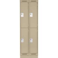 Clean Line Lockers, 2 -tier, Bank of 2, 24" x 18" x 76", Steel, Beige, Rivet (Assembled) Distribution Jean Lapalme