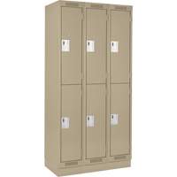 Clean Line Lockers, 2 -tier, Bank of 3, 36" x 18" x 76", Steel, Beige, Rivet (Assembled) Distribution Jean Lapalme