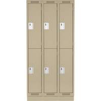Clean Line Lockers, 2 -tier, Bank of 3, 36" x 18" x 76", Steel, Beige, Rivet (Assembled) Distribution Jean Lapalme