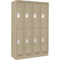Clean Line Lockers, 2 -tier, Bank of 4, 48" x 18" x 76", Steel, Beige, Rivet (Assembled) Distribution Jean Lapalme