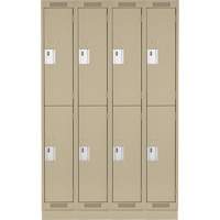 Clean Line Lockers, 2 -tier, Bank of 4, 48" x 18" x 76", Steel, Beige, Rivet (Assembled) Distribution Jean Lapalme