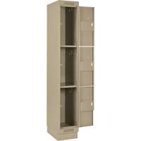 Clean Line Lockers, 3 -tier, Bank of 4, 48" x 18" x 76", Steel, Beige, Rivet (Assembled) Distribution Jean Lapalme