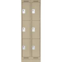 Clean Line Lockers, 3 -tier, Bank of 2, 24" x 18" x 76", Steel, Beige, Rivet (Assembled) Distribution Jean Lapalme