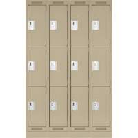 Clean Line Lockers, 3 -tier, Bank of 4, 48" x 18" x 76", Steel, Beige, Rivet (Assembled) Distribution Jean Lapalme