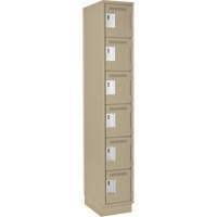 Clean Line Lockerette, 6 -tier, 12" x 18" x 76", Steel, Beige, Rivet (Assembled) Distribution Jean Lapalme