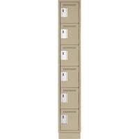 Clean Line Lockerette, 6 -tier, 12" x 18" x 76", Steel, Beige, Rivet (Assembled) Distribution Jean Lapalme