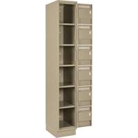 Clean Line Lockerette, 6 -tier, Bank of 4, 48" x 18" x 76", Steel, Beige, Rivet (Assembled) Distribution Jean Lapalme