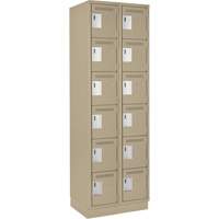 Clean Line Lockerette, 6 -tier, Bank of 2, 24" x 18" x 76", Steel, Beige, Rivet (Assembled) Distribution Jean Lapalme