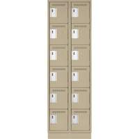 Clean Line Lockerette, 6 -tier, Bank of 2, 24" x 18" x 76", Steel, Beige, Rivet (Assembled) Distribution Jean Lapalme