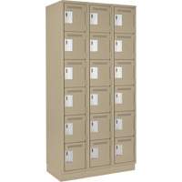 Clean Line Lockerette, 6 -tier, Bank of 3, 36" x 18" x 76", Steel, Beige, Rivet (Assembled) Distribution Jean Lapalme
